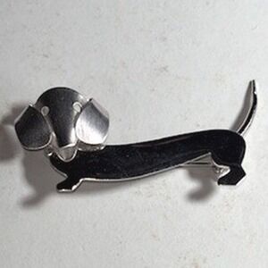 Vintage Beau Sterling Silver Dachshund Wiener Dog Brooch Pin 2 Inch 3.8g